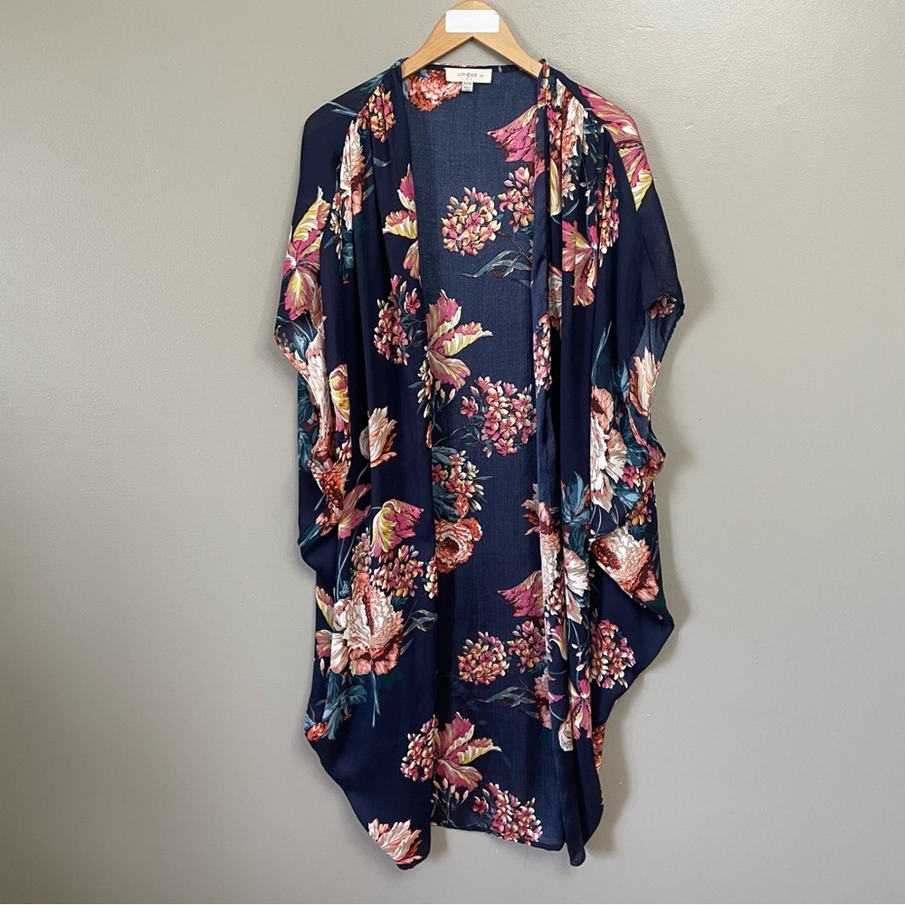 UMGEE floral duster kimono navy floral pplus size 1XL 2XL boho festival